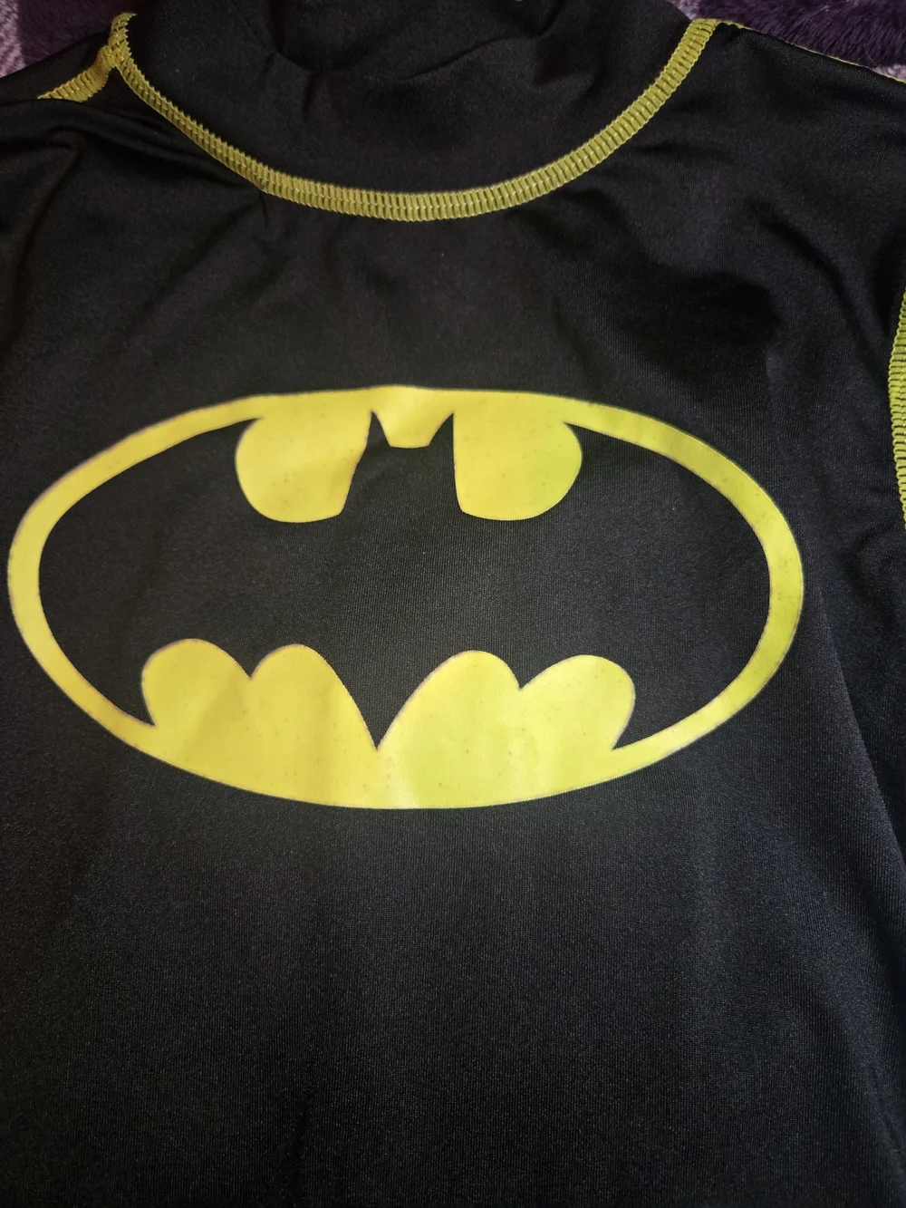 Batman Black and Yellow Logo Rash Guard-Size XS
